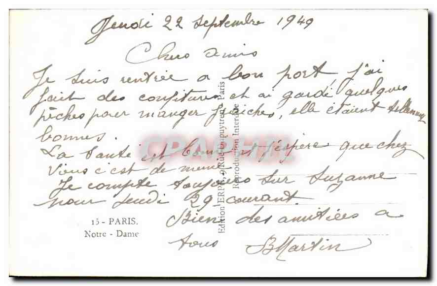 CPA Paris Notre Dame  — Verso