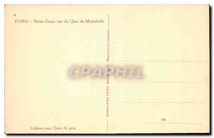 CPA Paris Notre Dame vue du Quai de Montebello  — Verso