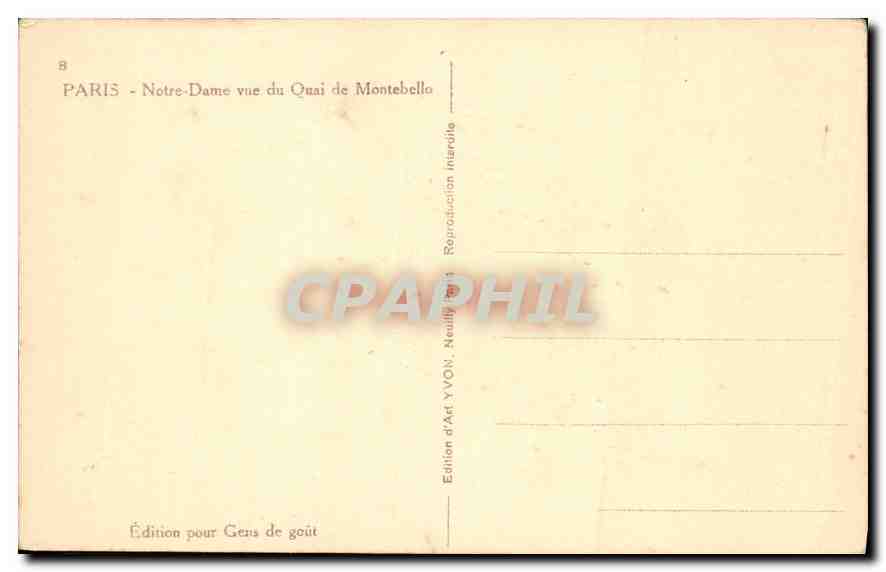 CPA Paris Notre Dame vue du Quai de Montebello  — Rückseite