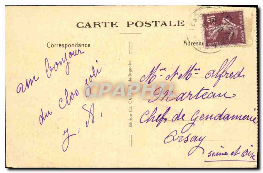 CPA Le Clos Joli Le Pavillon des Salons Fumoir et Salle de Correspondances  — Verso