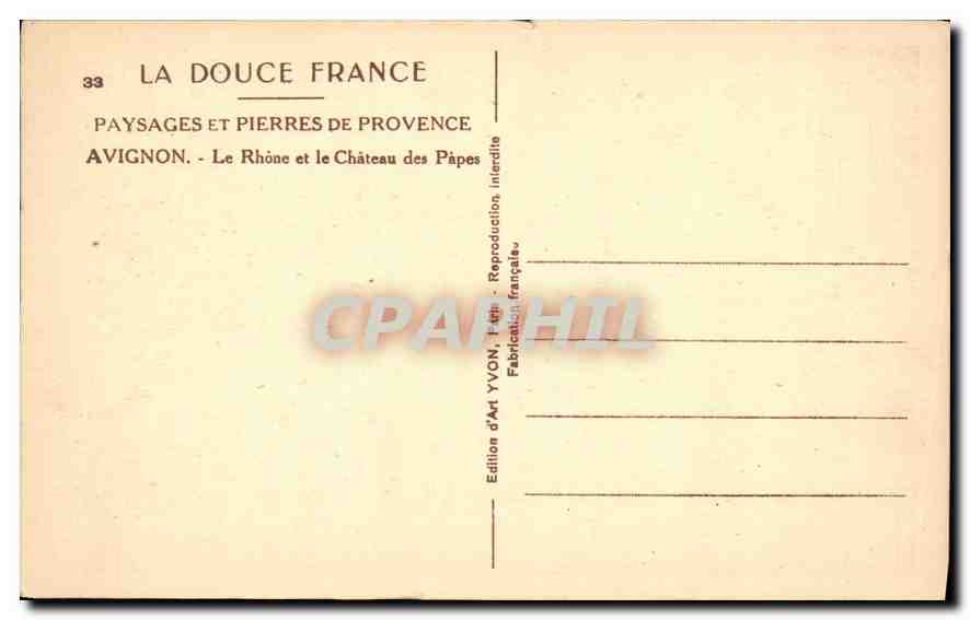 Avignon — Le Rhône et le Château des Papes — Édition d'Art YVON — Reverso