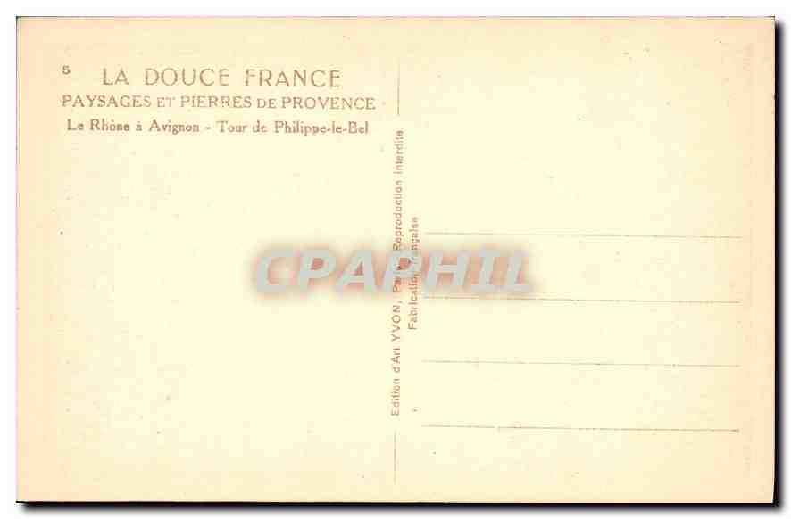 CPA Le Rhone a Avignon Tour de Philippe le bel  — Verso