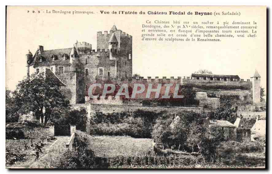 Feudal Castle of Beynac — View of the Entrance — Photo by P. Dauchy, A. Sarlat