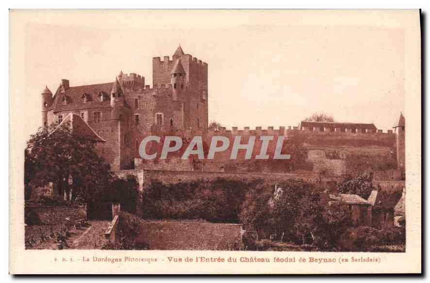 Beynac — Vue de l'Entrée du Château féodal (en Dordogne)