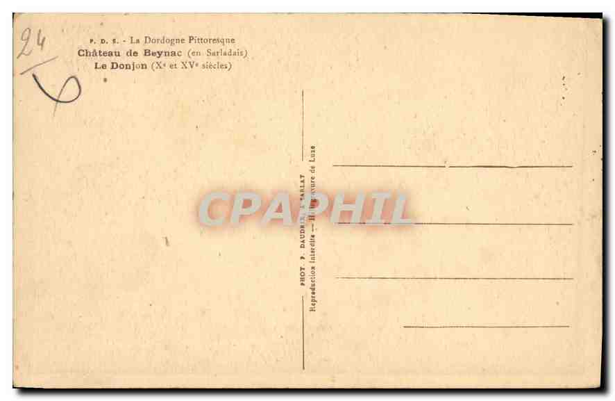 Château de Beynac — Dordogne pittoresque — Phot. Daudrin & Sarlat — Verso