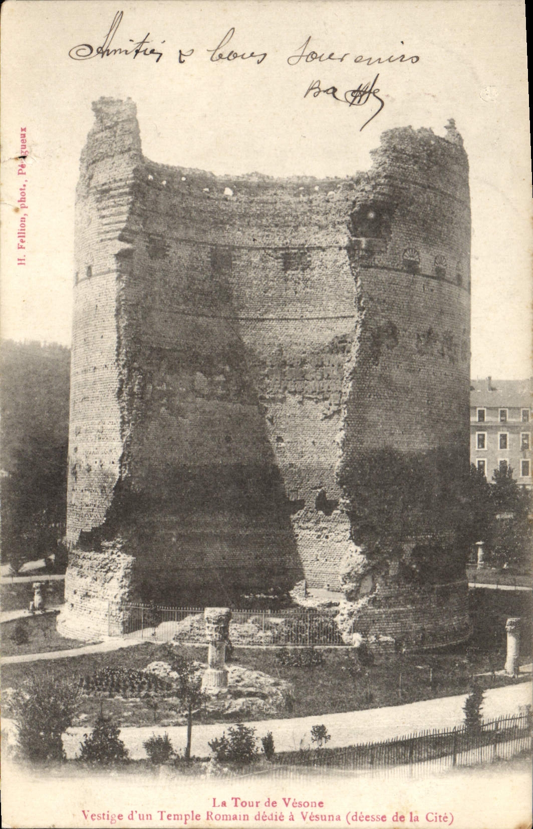 The Tower of Vésone — Remains of a Roman Temple Dedicated to Vésuna — H. Fellion, phot. Péléguaux
