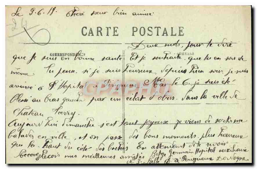 CPA Perigueux Caserne du 34 d'Artillerie Ancien Seminaire Militaria — Rückseite