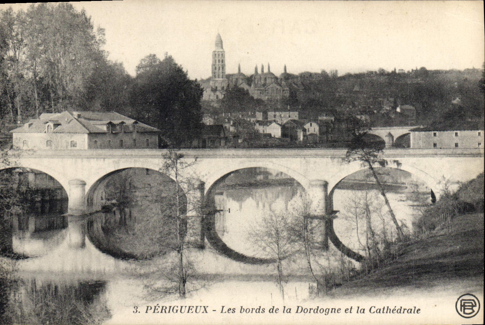 CPA Perigueux Les bords de la Dordogne et la Cathedrale 