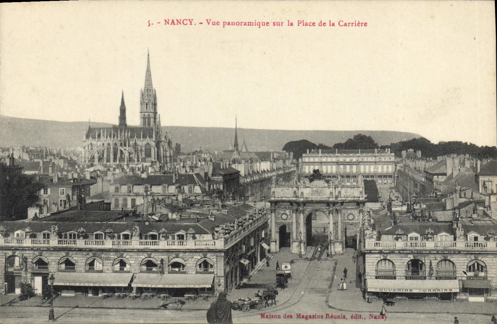 NANCY — Vue panoramique sur la Place de la Carrière — Maison des Magasins Réunis, édit. Nanay