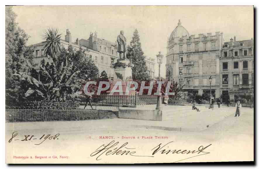 Nancy - Statue & Place Thiers — Phototypie A. Bergeret et Cie, Nancy