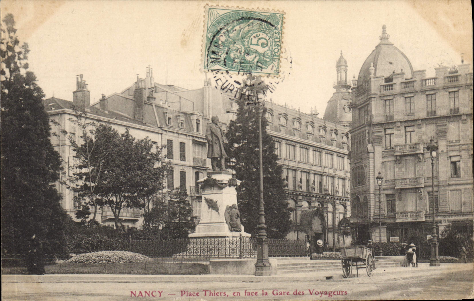 CPA Nancy Place Thiers en face la Gare des Voyageurs 