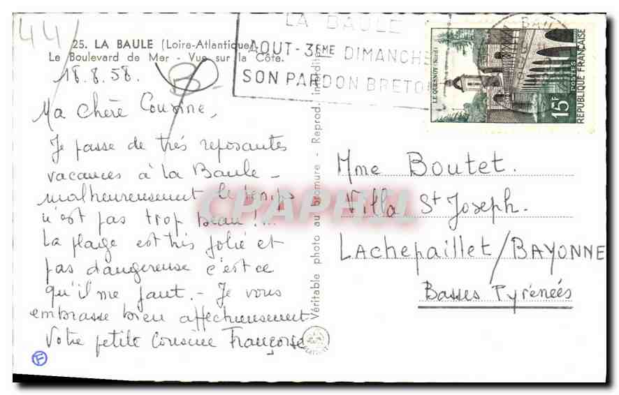 CPM La Baule Loire Atlantique  — Rückseite