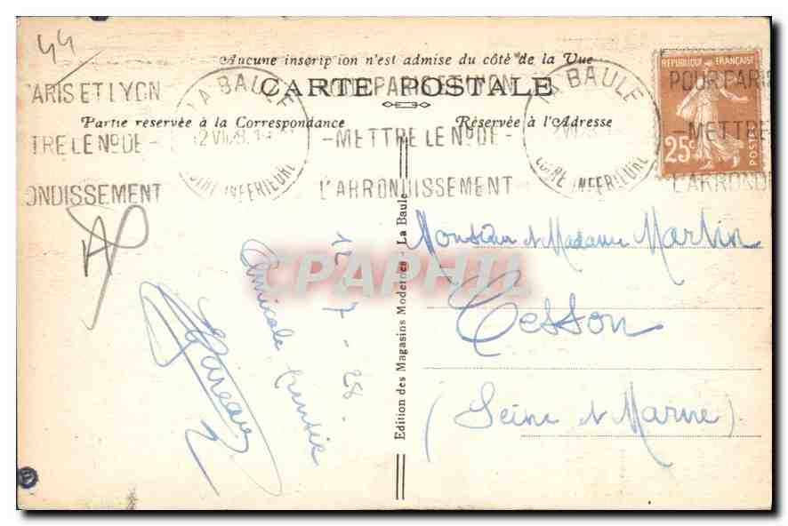 CPA la Baule sur Mer Loire Inf La Plage  — Back