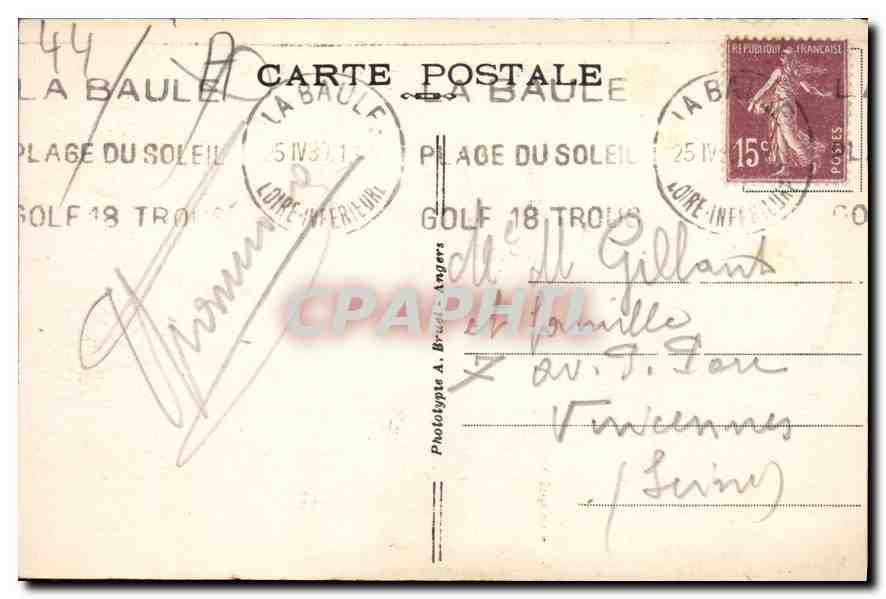CPA La Baule sur Mer Loire Inf L'Avenue Pavie  — Rückseite