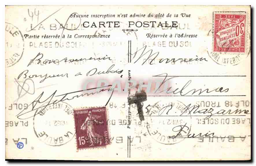 CPA La Baule sur Mer Loire Inf Le Tennis Club  — Rückseite