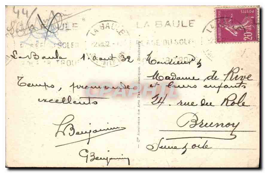 CPA La Baule La Gare  — Rückseite