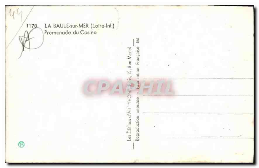 CPA La Baule sur Mer Loire Inf Promenade du Casino  — Rückseite