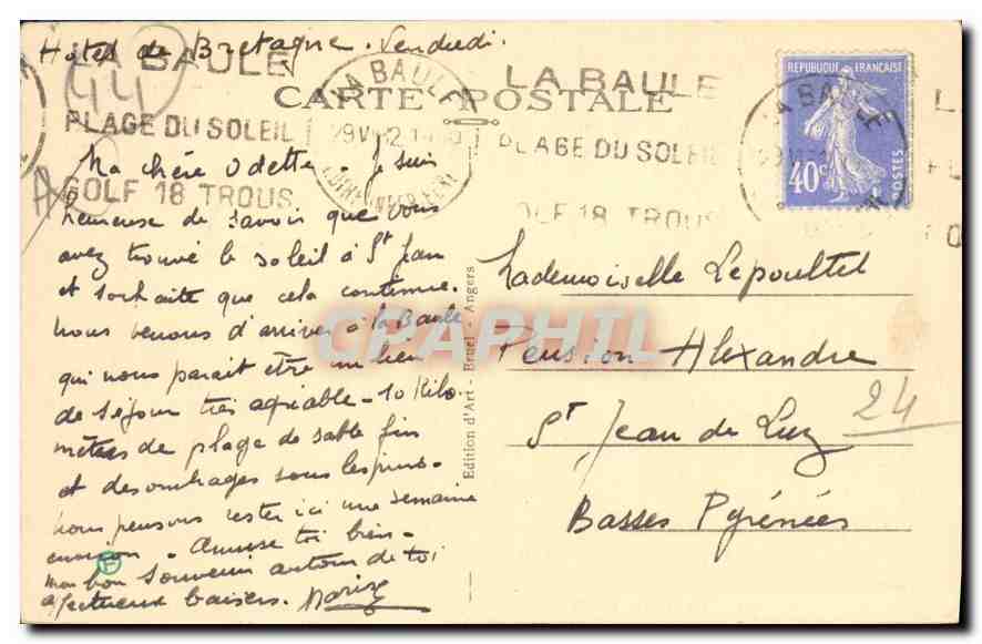 CPA La Baule sur Mer Loire Inf Le Boulevard de la Mer  — Rückseite