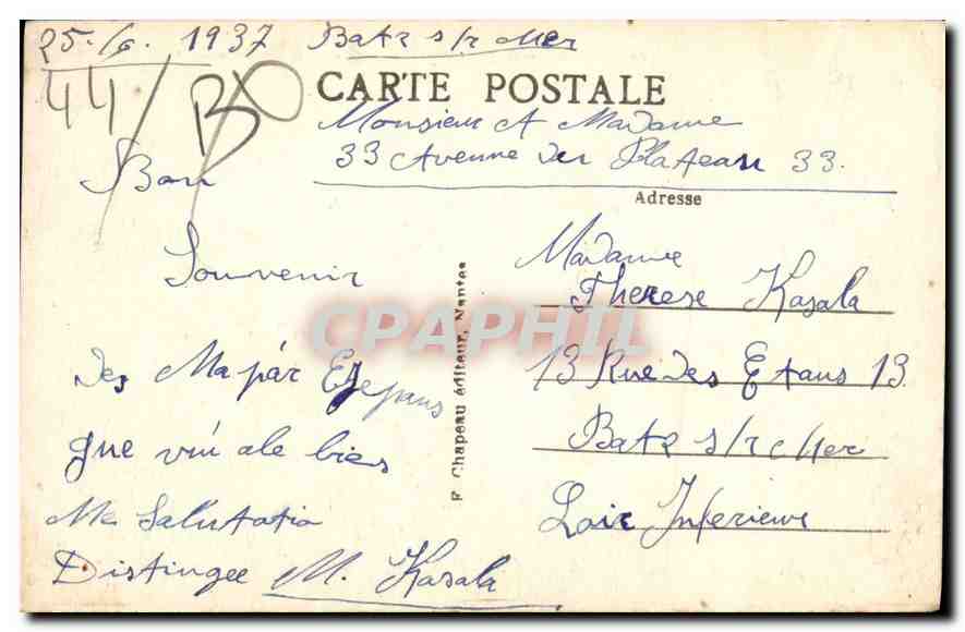 CPA Batz sur Mer Loire La Plage prise de la Cote Saint Michel  — Rückseite