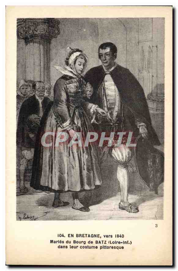 CPA En Bretagne vers 1840 Maries du Bourg de Batz dans leur costume pittoresque 