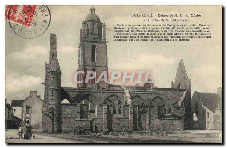 CPA Batz Ruines de Notre Dame du Murier et Clocher de Saint Guenole 