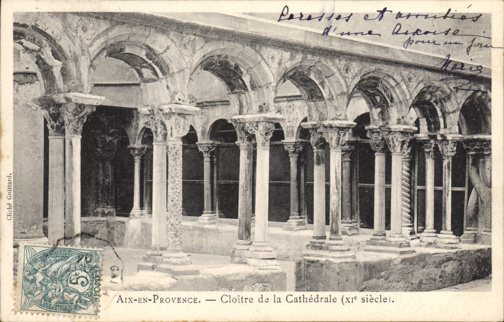 Aix-en-Provence — Cloister of the Cathedral (11th century). — Cliché Guitard.