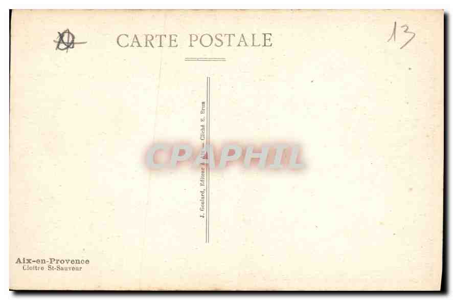Kloster Saint-Sauveur — Aix-en-Provence — Verlag J. Coutard — Rückseite