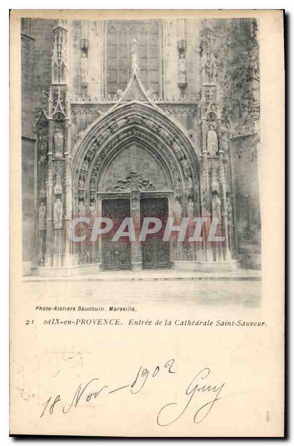 Aix-en-Provence — Entrée de la Cathédrale Saint-Sauveur — Photo-Ateliers Baudouin, Marseille, n°21