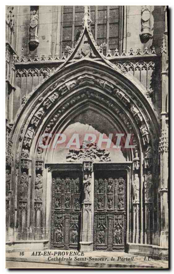 Aix-en-Provence — Cathédrale Saint-Sauveur, le Portail — Éditeur L.L.