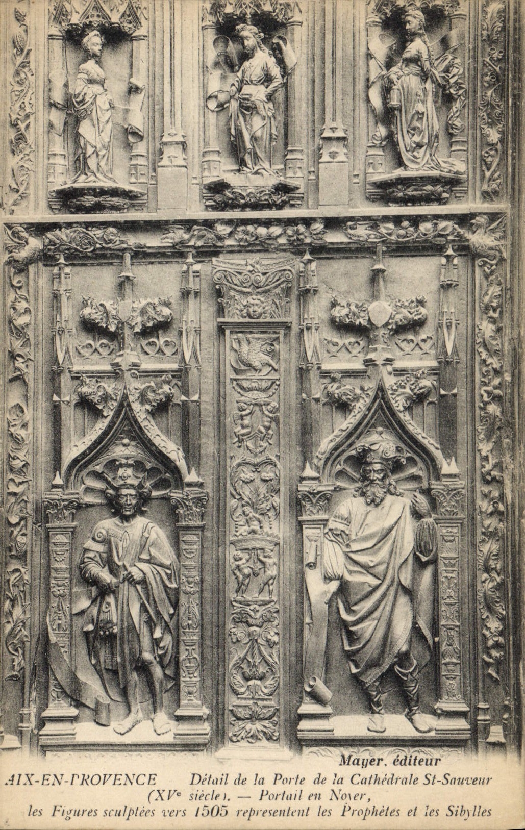 Aix-en-Provence — Détail de la Porte de la Cathédrale St-Sauveur (XVe siècle) — Mayer, éditeur