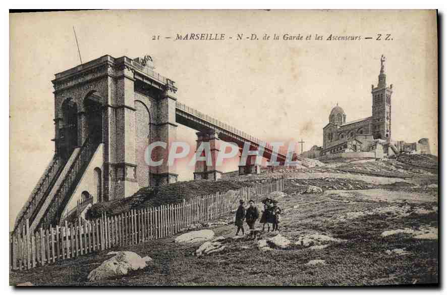 CPA Marseille N D de la garde et les Ascenseurs 