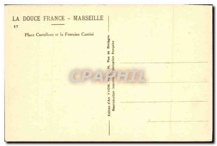 Place Castellane et la Fontaine Cantini — Marseille — Édition YVON, Paris — Reverso