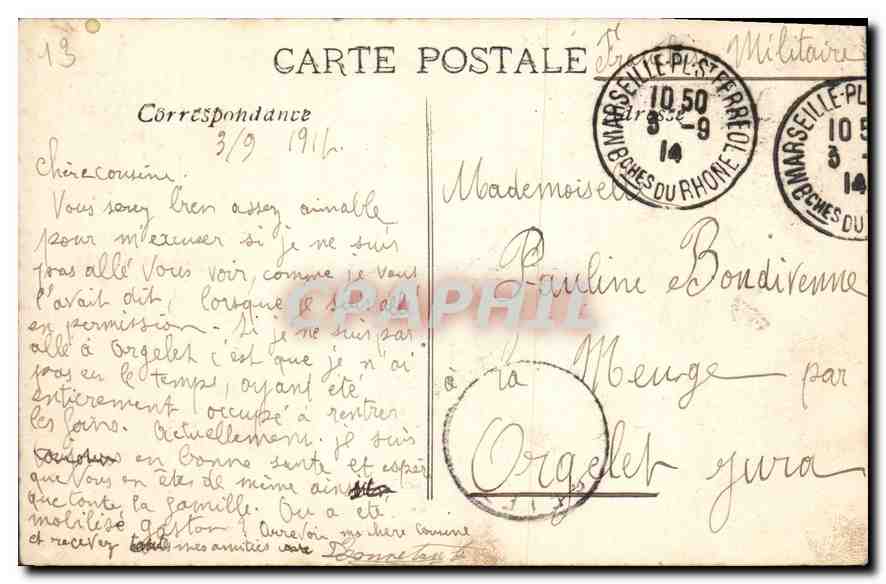 CPA Marseille le palais Longchamp  — Rückseite