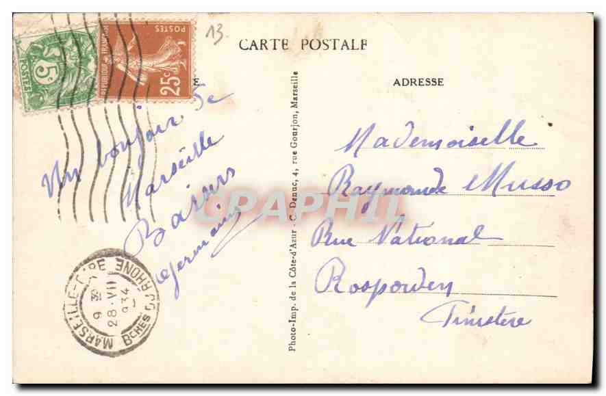 CPA Marseille rue de la Republique et quai du Vieux Port — Verso