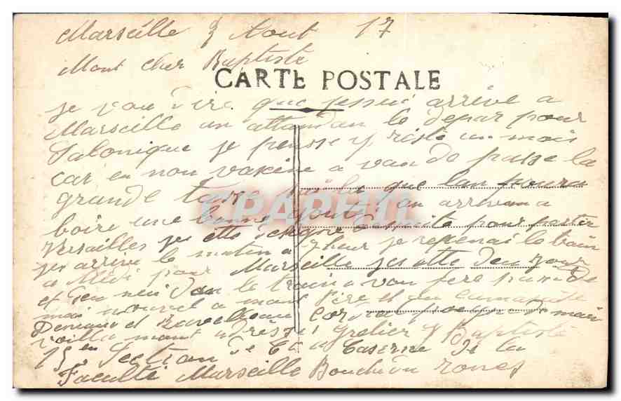 CPA Une pensee de Marseille  — Verso