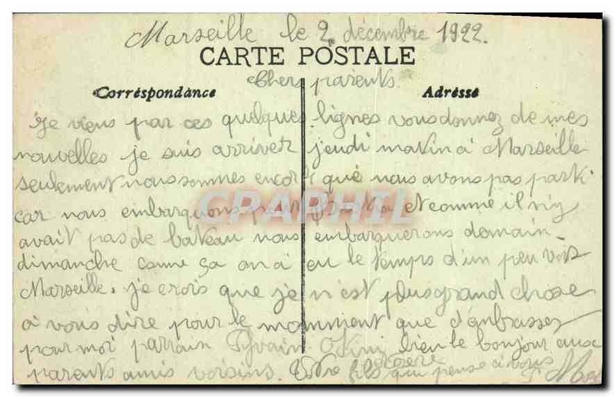 CPA Marseille Vue generale prise de Notre Dame de la Garde  — Rückseite