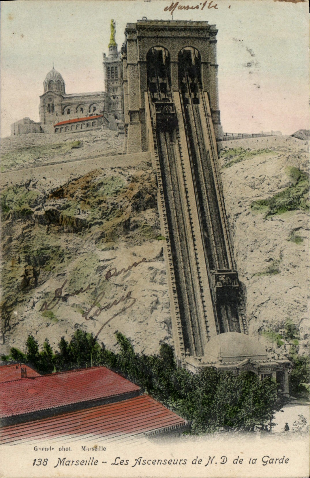 CPA Marseille Les Ascenseurs de Notre Dame de la Garde 