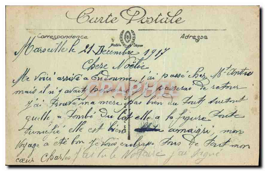 CPA Marseille La Passe du Vieux Port Bateau — Verso