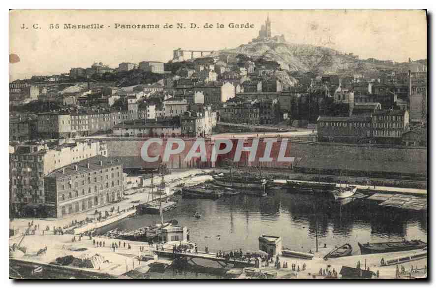 CPA Marseille Panorama de Notre Dame de la Garde 