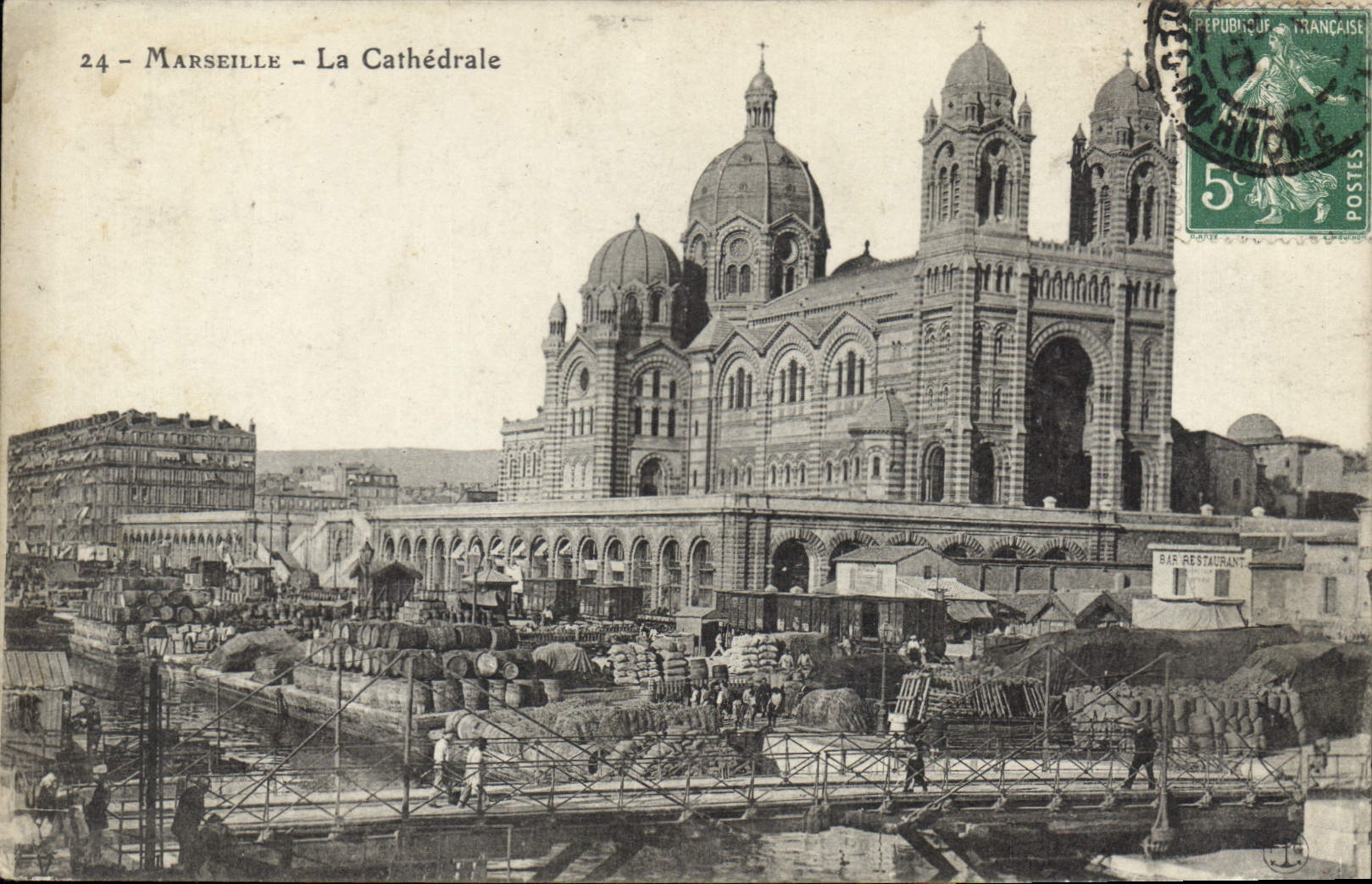 Marseille — Die Kathedrale — Ansicht des Hafens mit Waren — unbekannter Verlag, Nr. 24