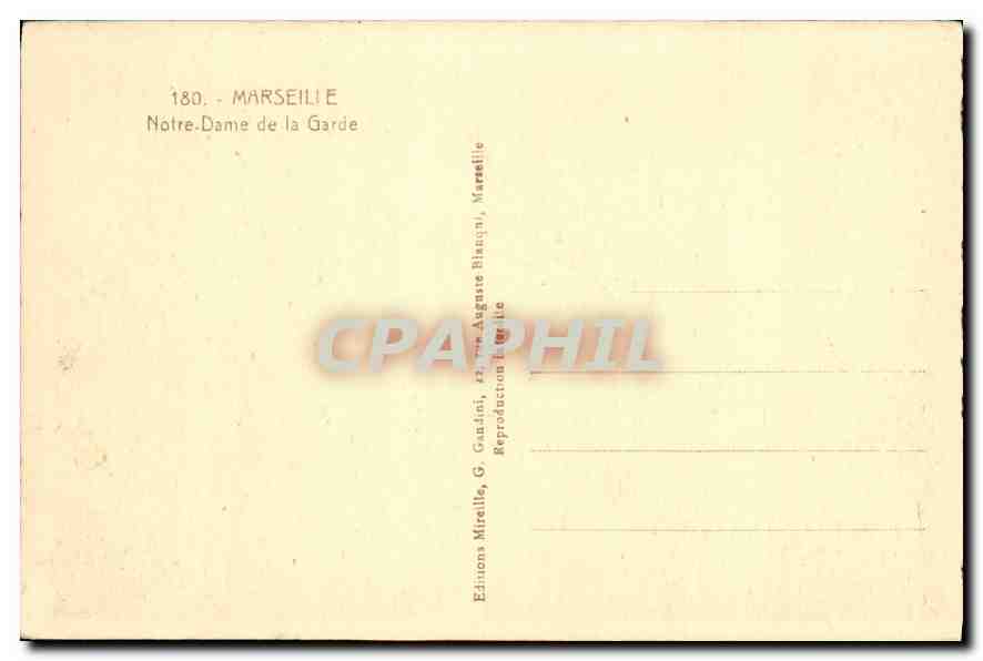 CPA Marseille Notre Dame de la Garde  — Rückseite