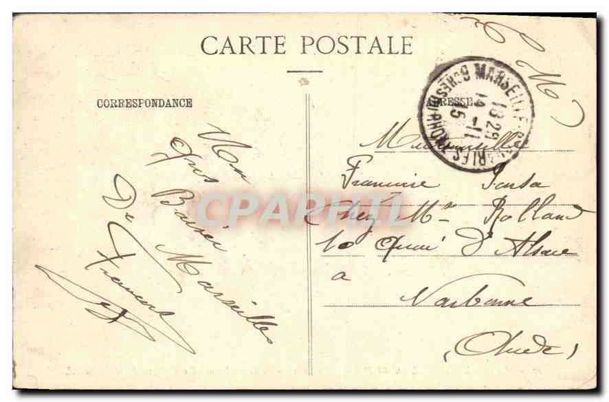 CPA Marseille Chateau du Pharo Ecole superieure de Medecine Ex chateau imperial — Rückseite