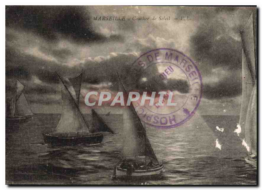 CPA Marseille Coucher de Soleil Bateaux
