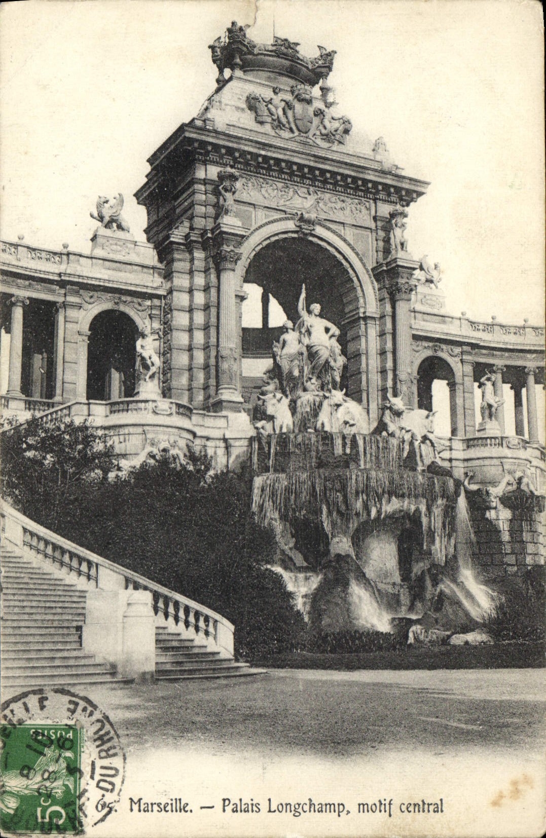 CPA Marseille palais longchamp motif central 