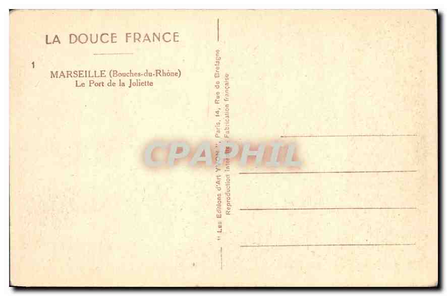 CPA Marseille Bouches du Rhone le port de la Joliette Bateaux — Rückseite