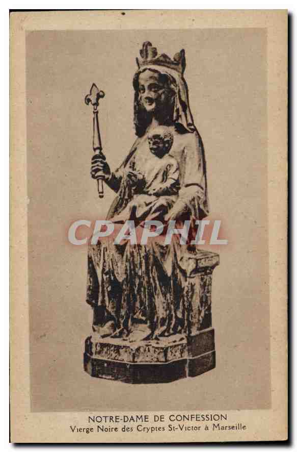 CPA Notre Dame de Confession vierge Noire des Cryptes St Victor a Marseille 