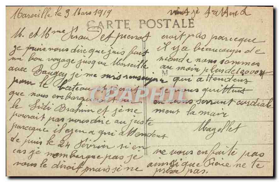 CPA Marseille vue generale sur N D de la Garde  — Verso
