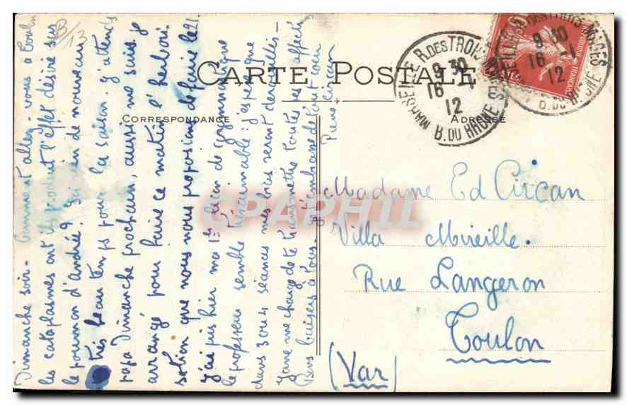 CPA Marseille chateau Borely  — Rückseite