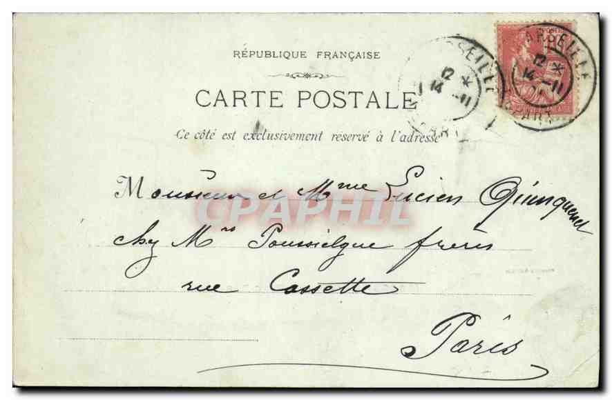 CPA Marseille le parc Borely  — Rückseite