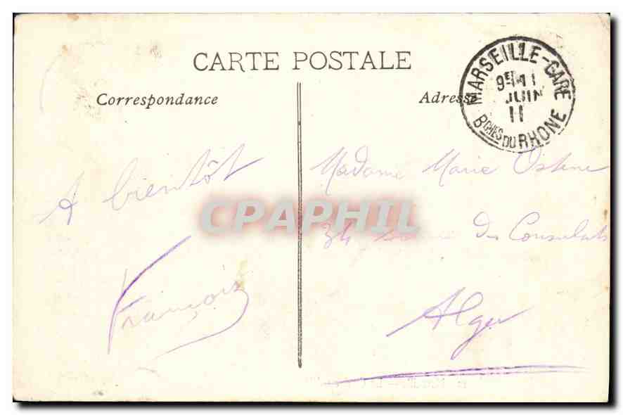 CPA Marseille le chateau d'If Bateau — Rückseite